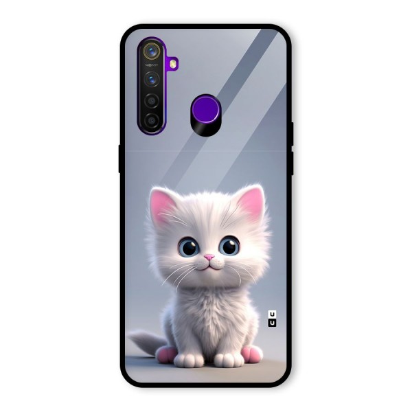 Cute Kitten Sitting Glass Back Case for Realme 5 Pro