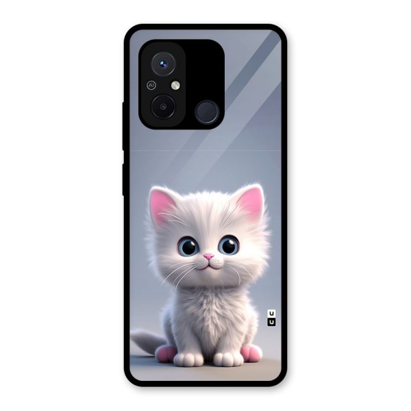 Cute Kitten Sitting Glass Back Case for Redmi 12C