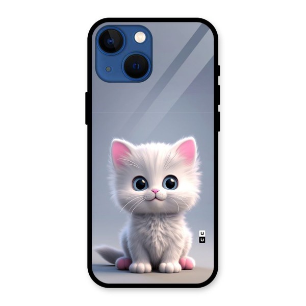 Cute Kitten Sitting Glass Back Case for iPhone 13 Mini