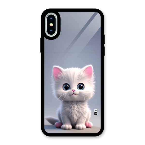 Cute Kitten Sitting Glass Back Case for iPhone X