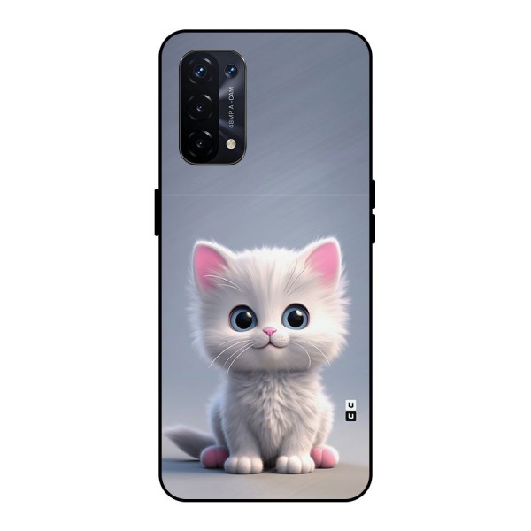Cute Kitten Sitting Metal Back Case for Oppo A74 5G