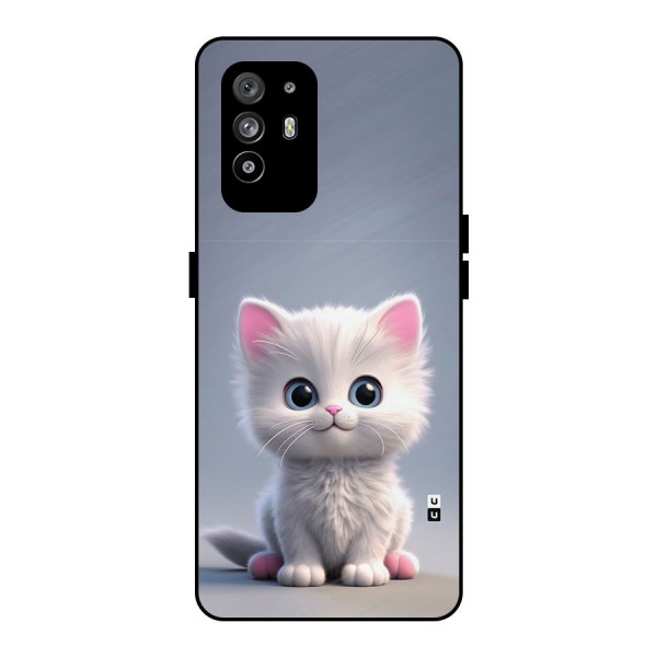 Cute Kitten Sitting Metal Back Case for Oppo F19 Pro Plus 5G
