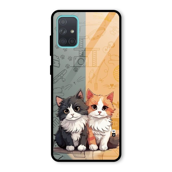Cute Lovely Cats Glass Back Case for Galaxy A71