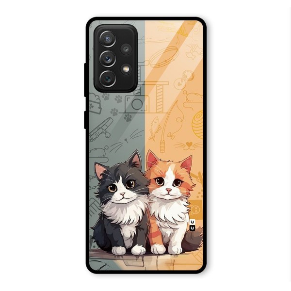 Cute Lovely Cats Glass Back Case for Galaxy A72