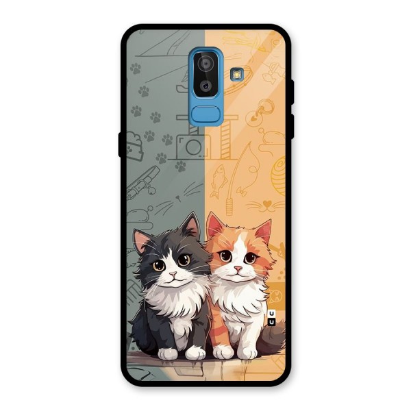 Cute Lovely Cats Glass Back Case for Galaxy J8