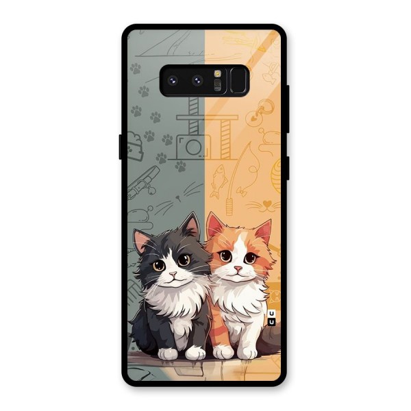 Cute Lovely Cats Glass Back Case for Galaxy Note 8