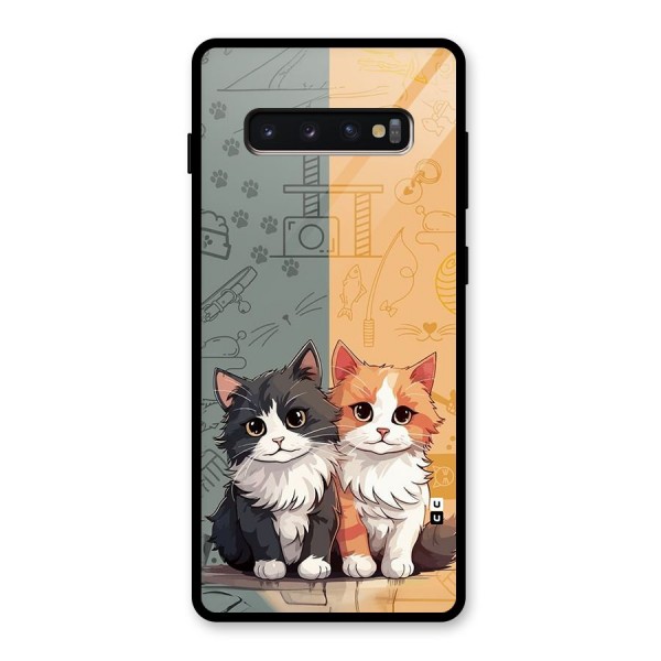 Cute Lovely Cats Glass Back Case for Galaxy S10 Plus