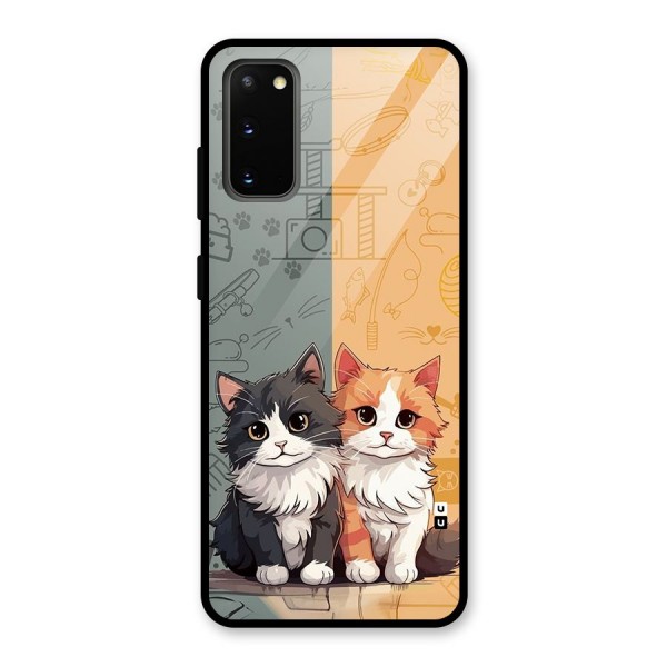 Cute Lovely Cats Glass Back Case for Galaxy S20