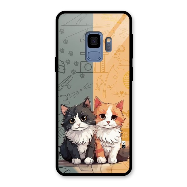 Cute Lovely Cats Glass Back Case for Galaxy S9