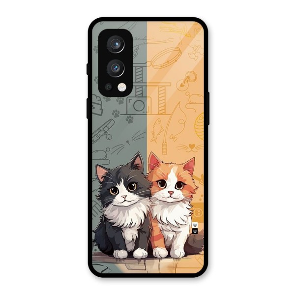 Cute Lovely Cats Glass Back Case for OnePlus Nord 2 5G