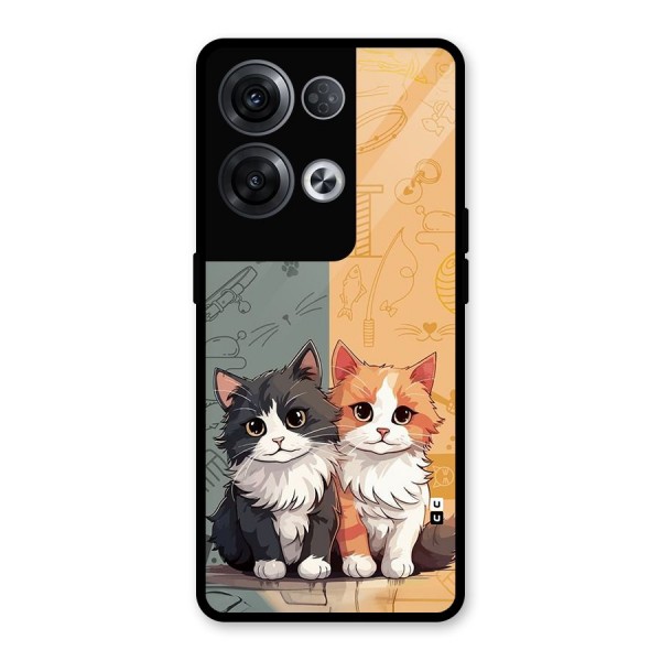 Cute Lovely Cats Glass Back Case for Oppo Reno8 Pro 5G