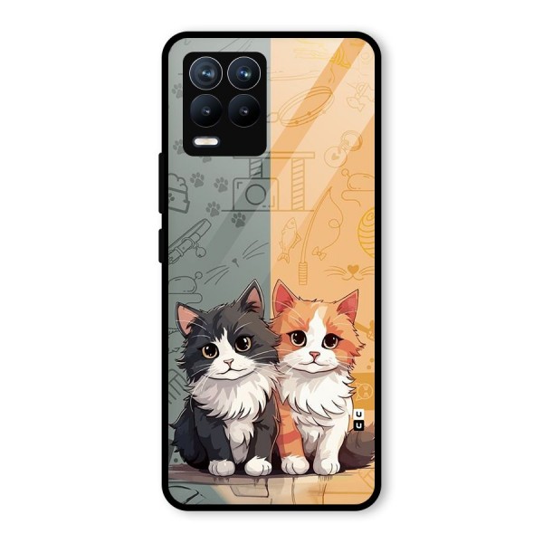 Cute Lovely Cats Glass Back Case for Realme 8 Pro