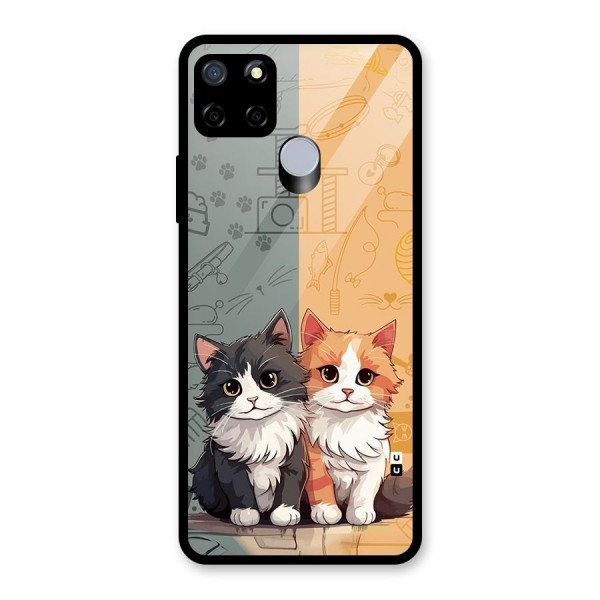 Cute Lovely Cats Glass Back Case for Realme C15