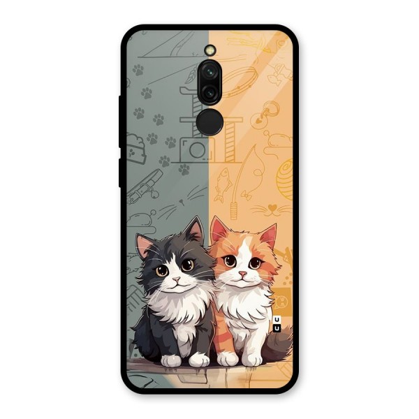 Cute Lovely Cats Glass Back Case for Redmi 8