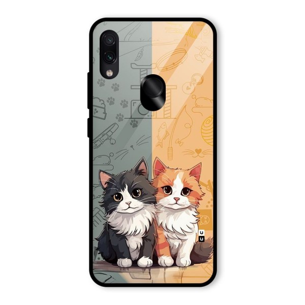 Cute Lovely Cats Glass Back Case for Redmi Note 7 Pro
