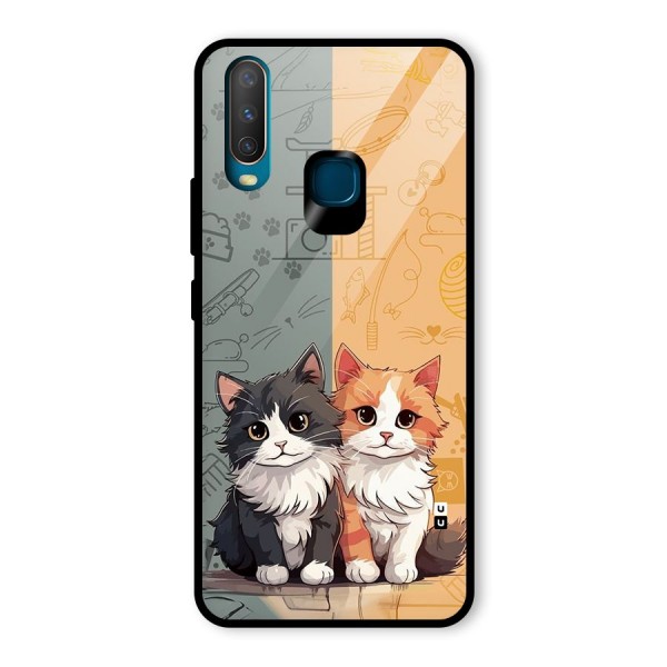 Cute Lovely Cats Glass Back Case for Vivo Y12
