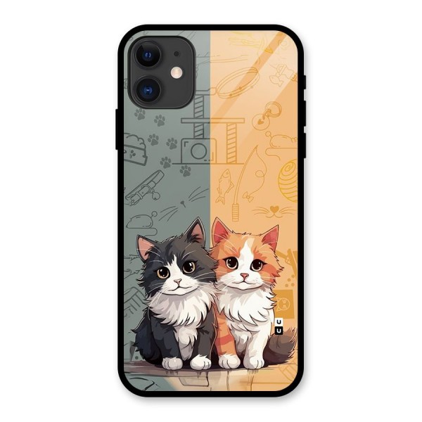 Cute Lovely Cats Glass Back Case for iPhone 11