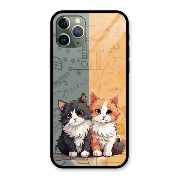 Cute Lovely Cats Glass Back Case for iPhone 11 Pro