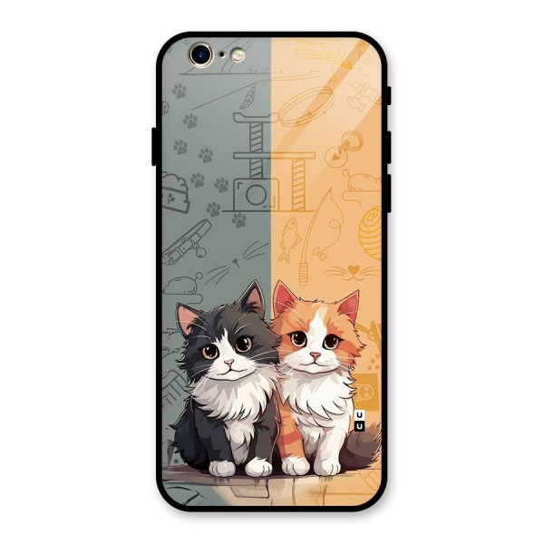 Cute Lovely Cats Glass Back Case for iPhone 6 6S