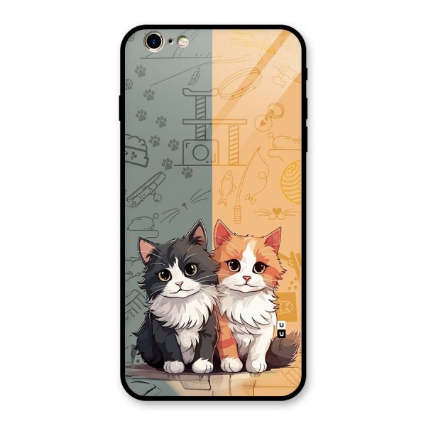 Cute Lovely Cats Glass Back Case for iPhone 6 Plus 6S Plus