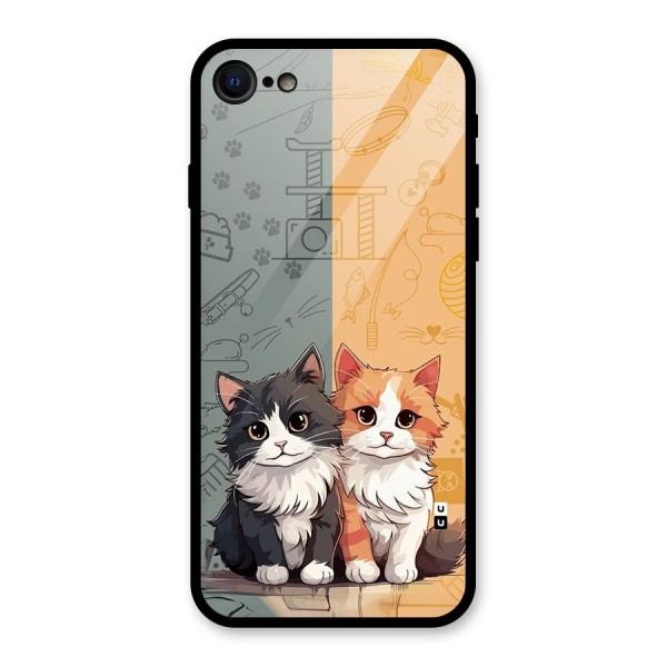 Cute Lovely Cats Glass Back Case for iPhone 7