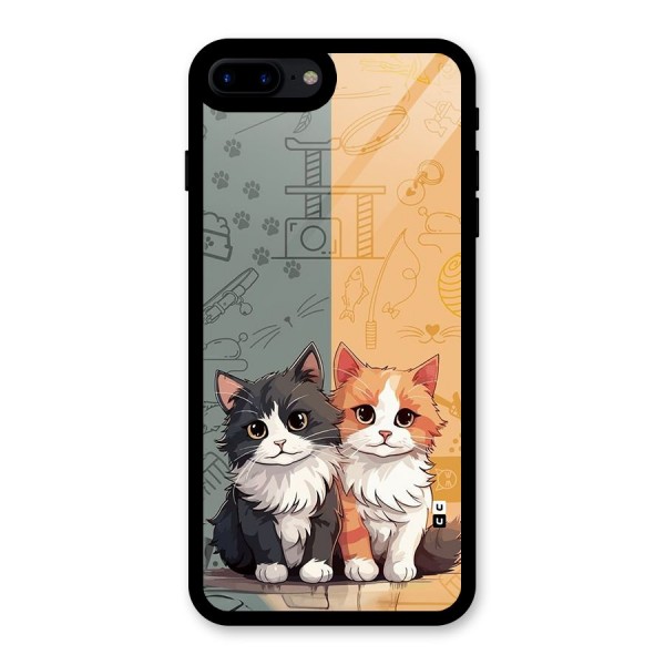 Cute Lovely Cats Glass Back Case for iPhone 8 Plus