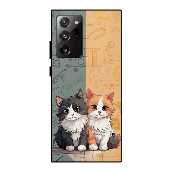 Cute Lovely Cats Metal Back Case for Galaxy Note 20 Ultra