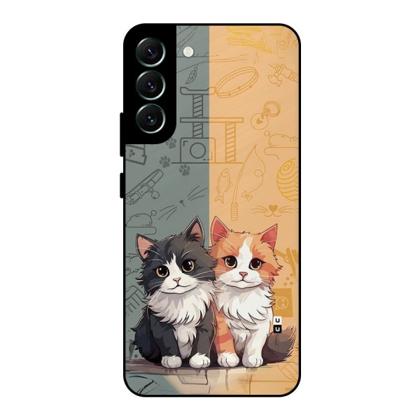 Cute Lovely Cats Metal Back Case for Galaxy S22 Plus 5G