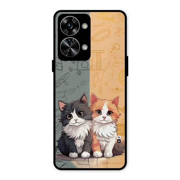 Cute Lovely Cats Metal Back Case for OnePlus Nord 2T