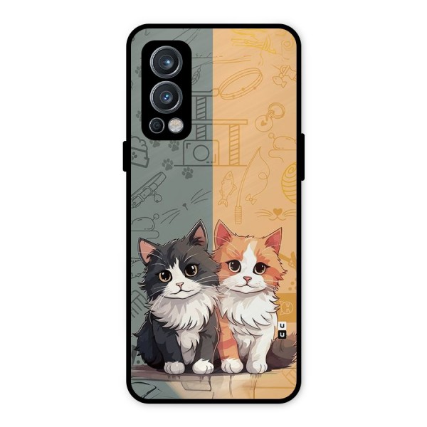 Cute Lovely Cats Metal Back Case for OnePlus Nord 2 5G