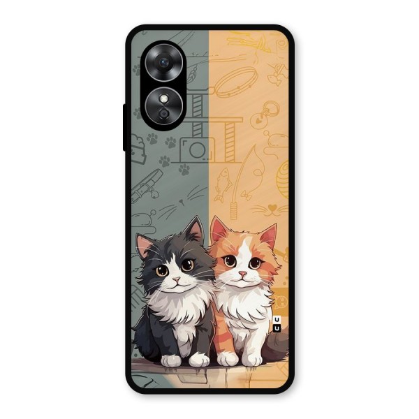 Cute Lovely Cats Metal Back Case for Oppo A17