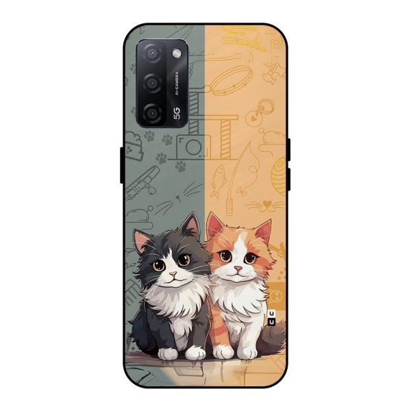 Cute Lovely Cats Metal Back Case for Oppo A53s 5G