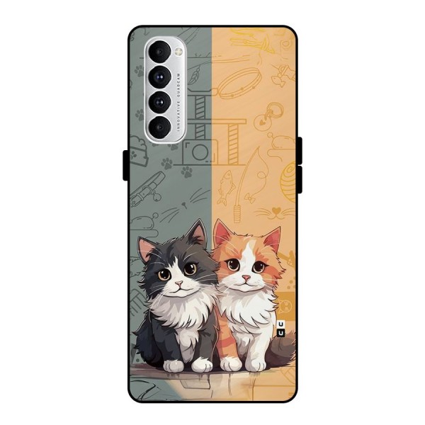 Cute Lovely Cats Metal Back Case for Oppo Reno4 Pro