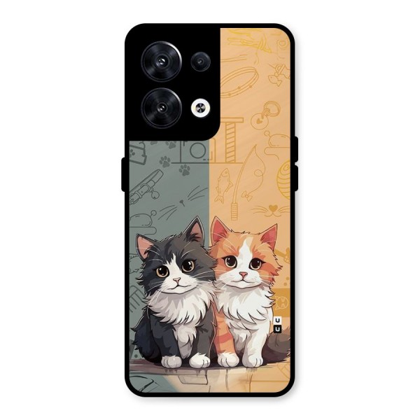 Cute Lovely Cats Metal Back Case for Oppo Reno8 5G