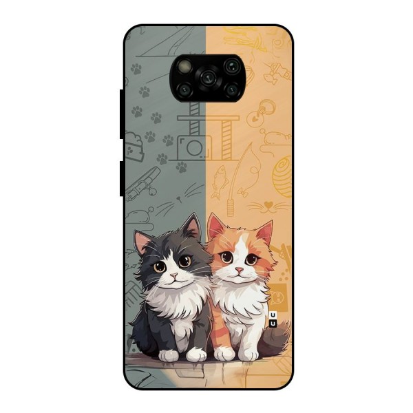 Cute Lovely Cats Metal Back Case for Poco X3