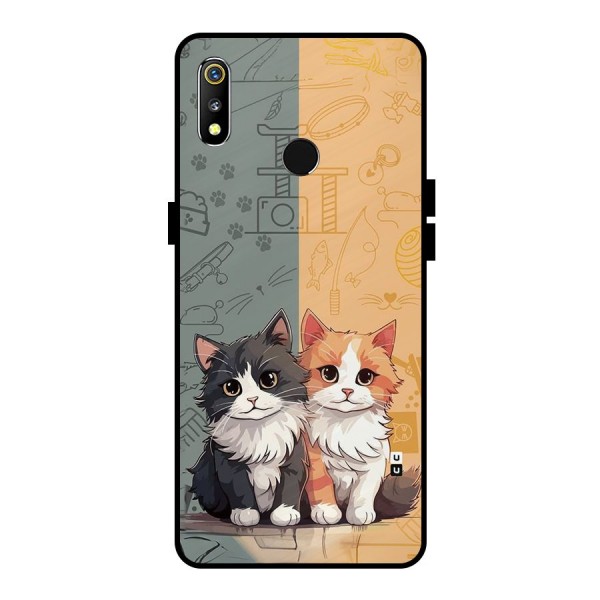 Cute Lovely Cats Metal Back Case for Realme 3i