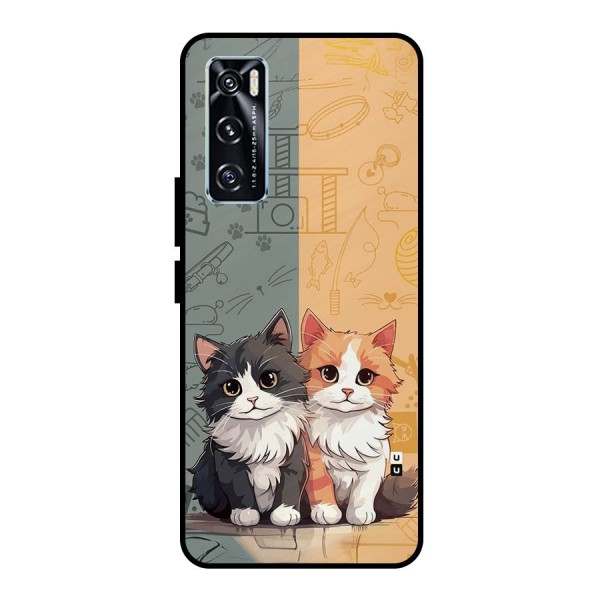 Cute Lovely Cats Metal Back Case for Vivo V20 SE