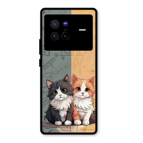 Cute Lovely Cats Metal Back Case for Vivo X80