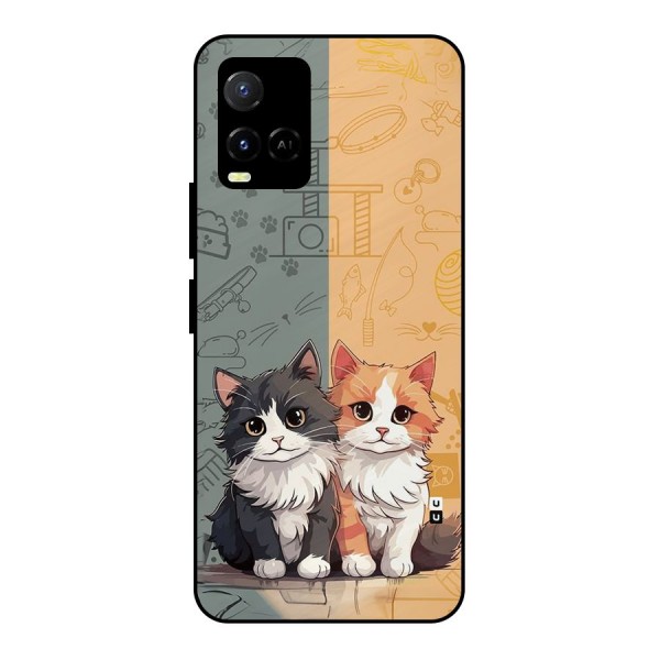 Cute Lovely Cats Metal Back Case for Vivo Y33s