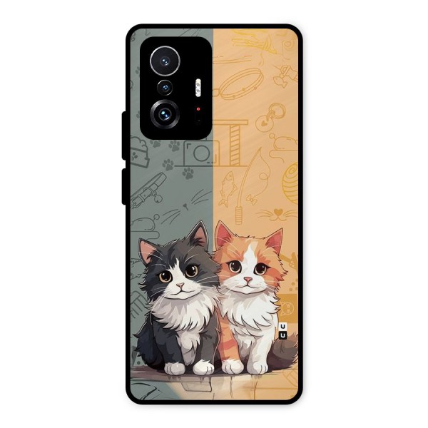 Cute Lovely Cats Metal Back Case for Xiaomi 11T Pro