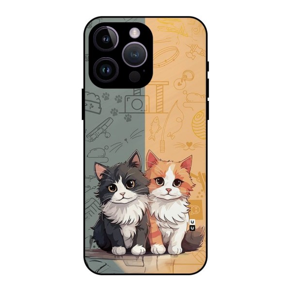 Cute Lovely Cats Metal Back Case for iPhone 14 Pro Max