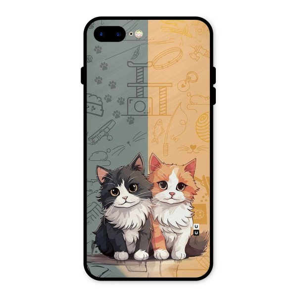 Cute Lovely Cats Metal Back Case for iPhone 8 Plus