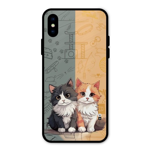 Cute Lovely Cats Metal Back Case for iPhone X