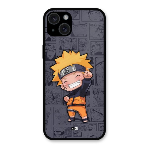 Cute Naruto Uzumaki Metal Back Case for iPhone 15 Plus
