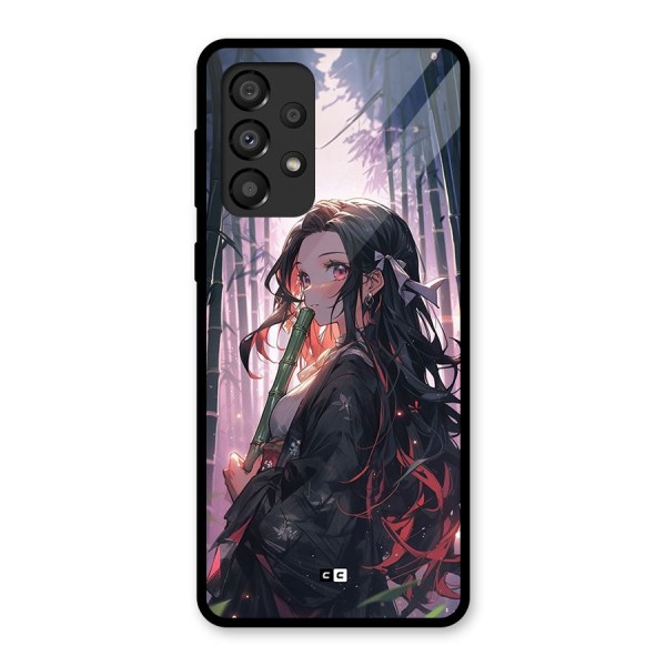 Cute Nezuko Glass Back Case for Galaxy A33 5G