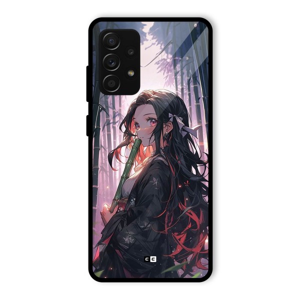 Cute Nezuko Glass Back Case for Galaxy A53 5G