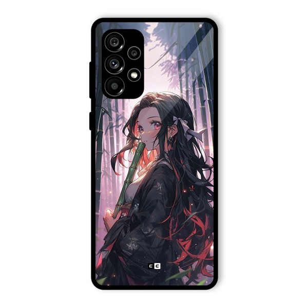 Cute Nezuko Glass Back Case for Galaxy A73 5G