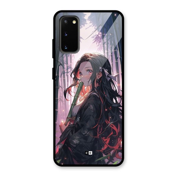 Cute Nezuko Glass Back Case for Galaxy S20