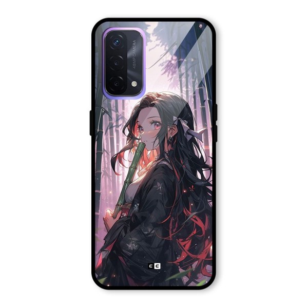 Cute Nezuko Glass Back Case for Oppo A74 5G