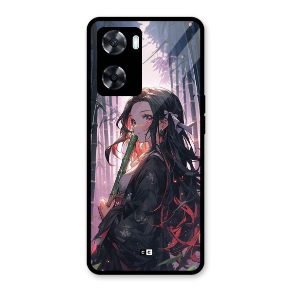 Cute Nezuko Glass Back Case for Oppo A77